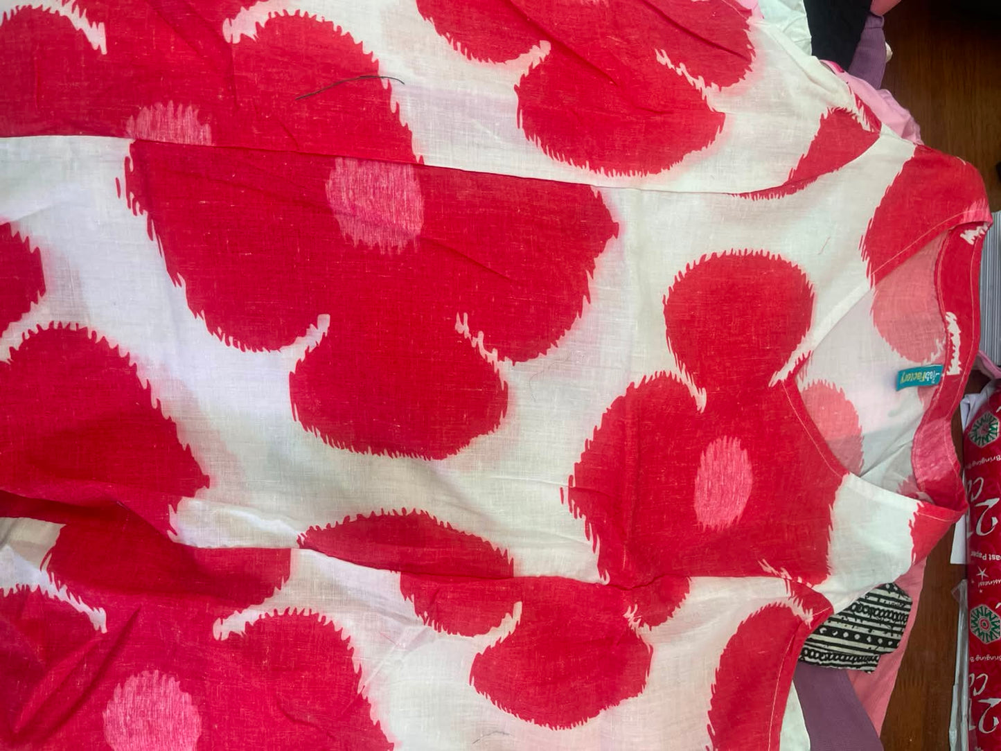 Women Coral Red Abstract Floral Printed Kurti