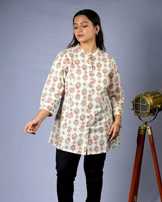 Women Floral Cotton Kurti.