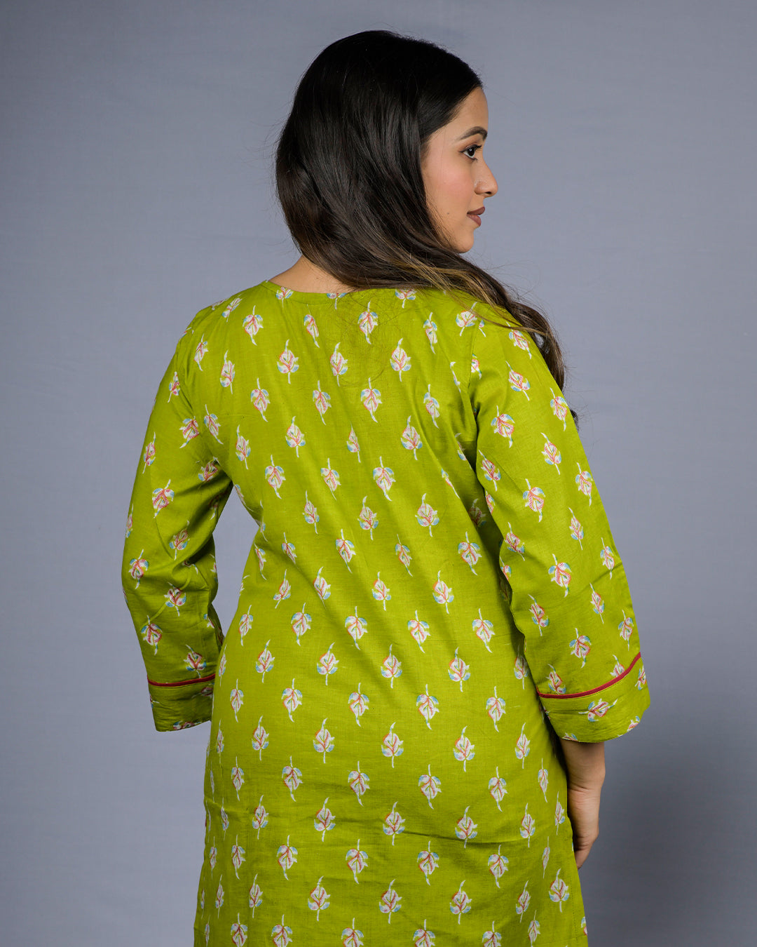 Women Olive Green Printed Kurti