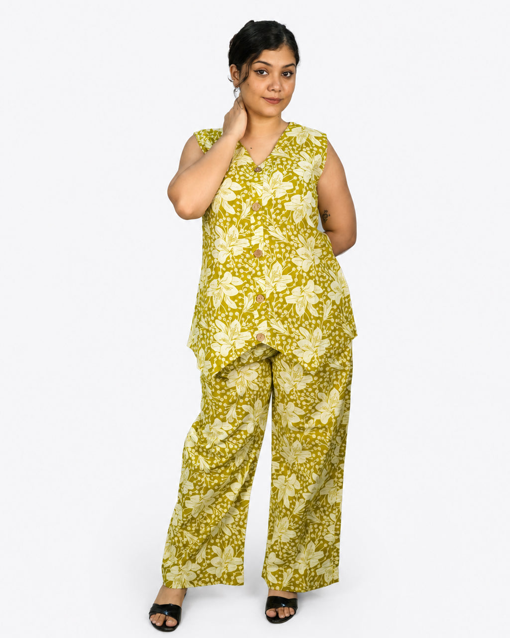 Olive Floral Co-Ord Set