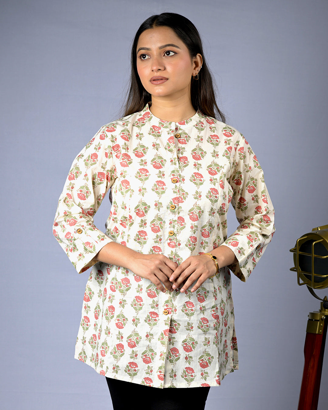 Women Floral Cotton Tunic Top