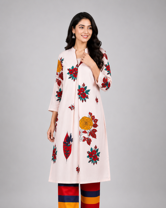 Women Elegant Floral Kurti