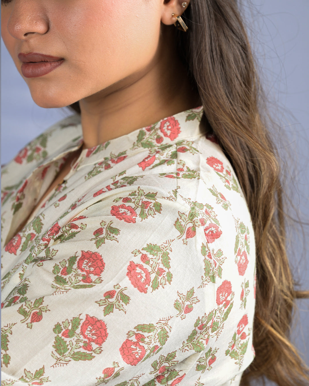 Women Floral Cotton Tunic Top