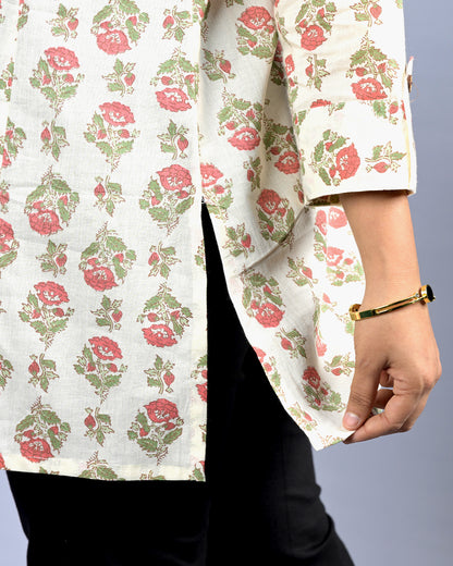 Women Floral Cotton Tunic Top