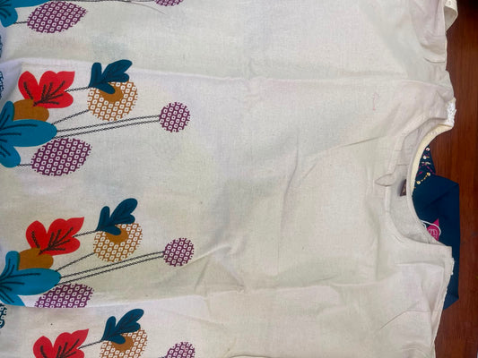 Women Off White Floral Printed Kurti