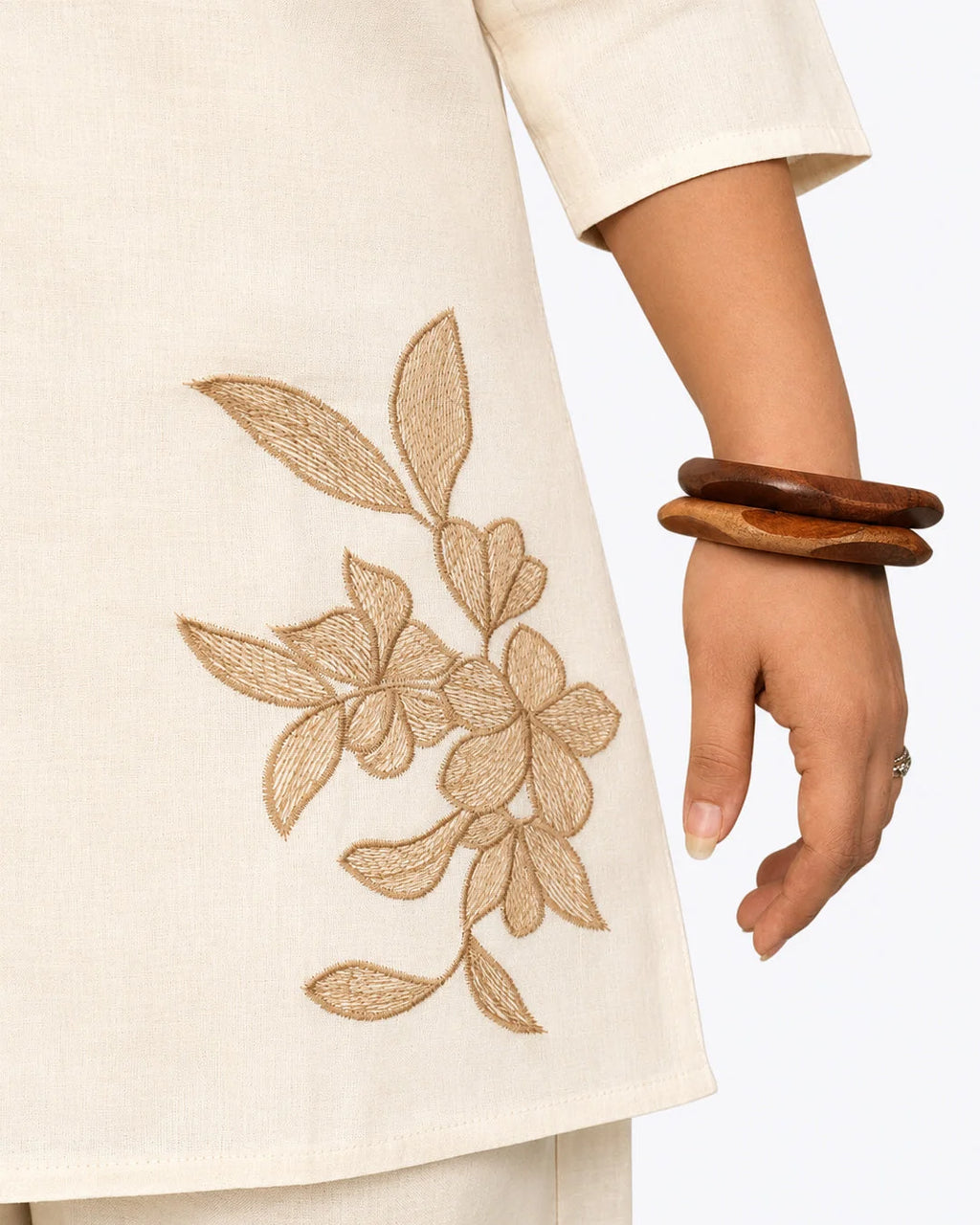 Beige Floral Kurti Set - Kurti Set