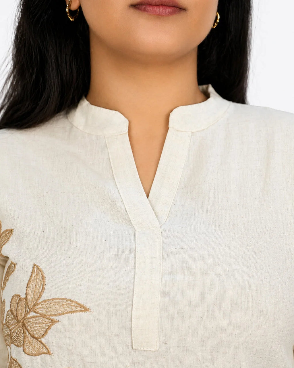 Beige Floral Kurti Set - Kurti Set