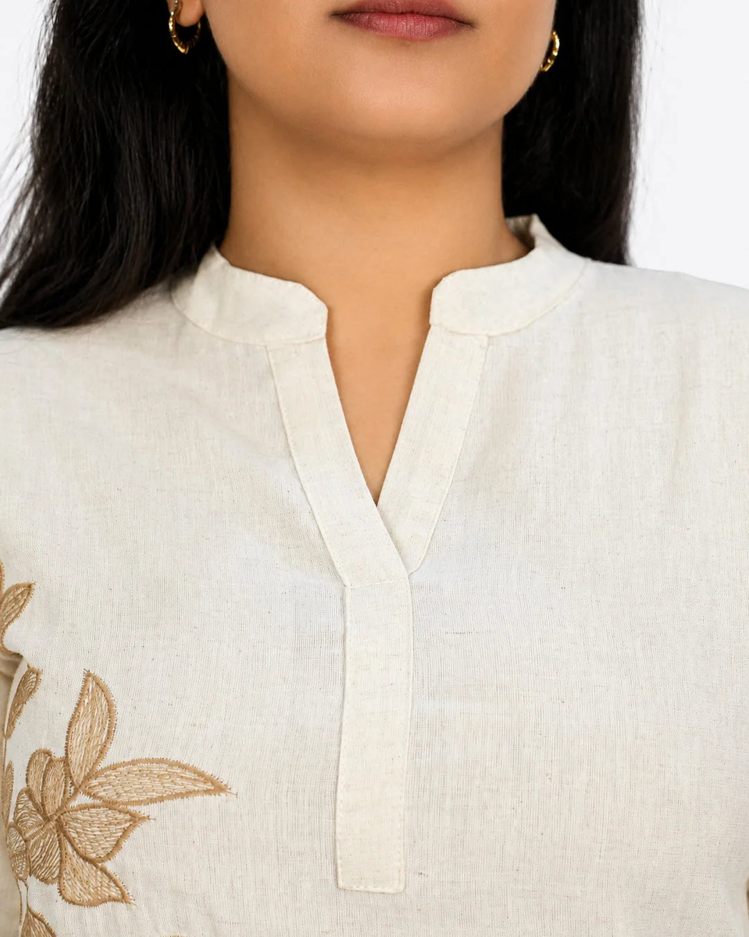 Beige Floral Kurti Set - Kurti Set