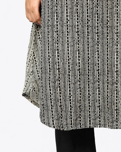 Black White Co-Ord Set - Kurti Set
