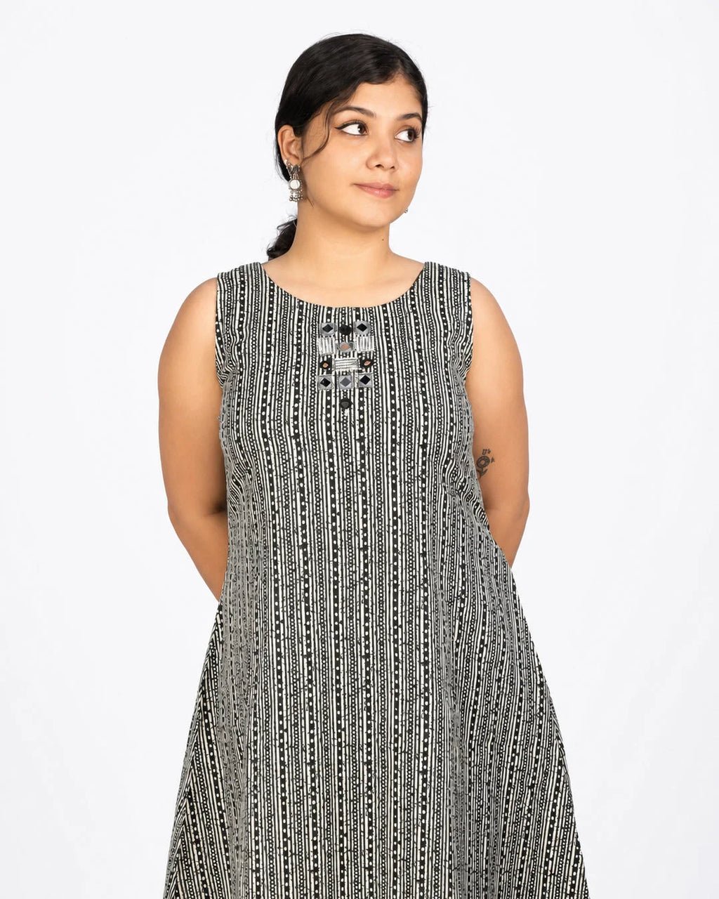 Black White Co-Ord Set - Kurti Set