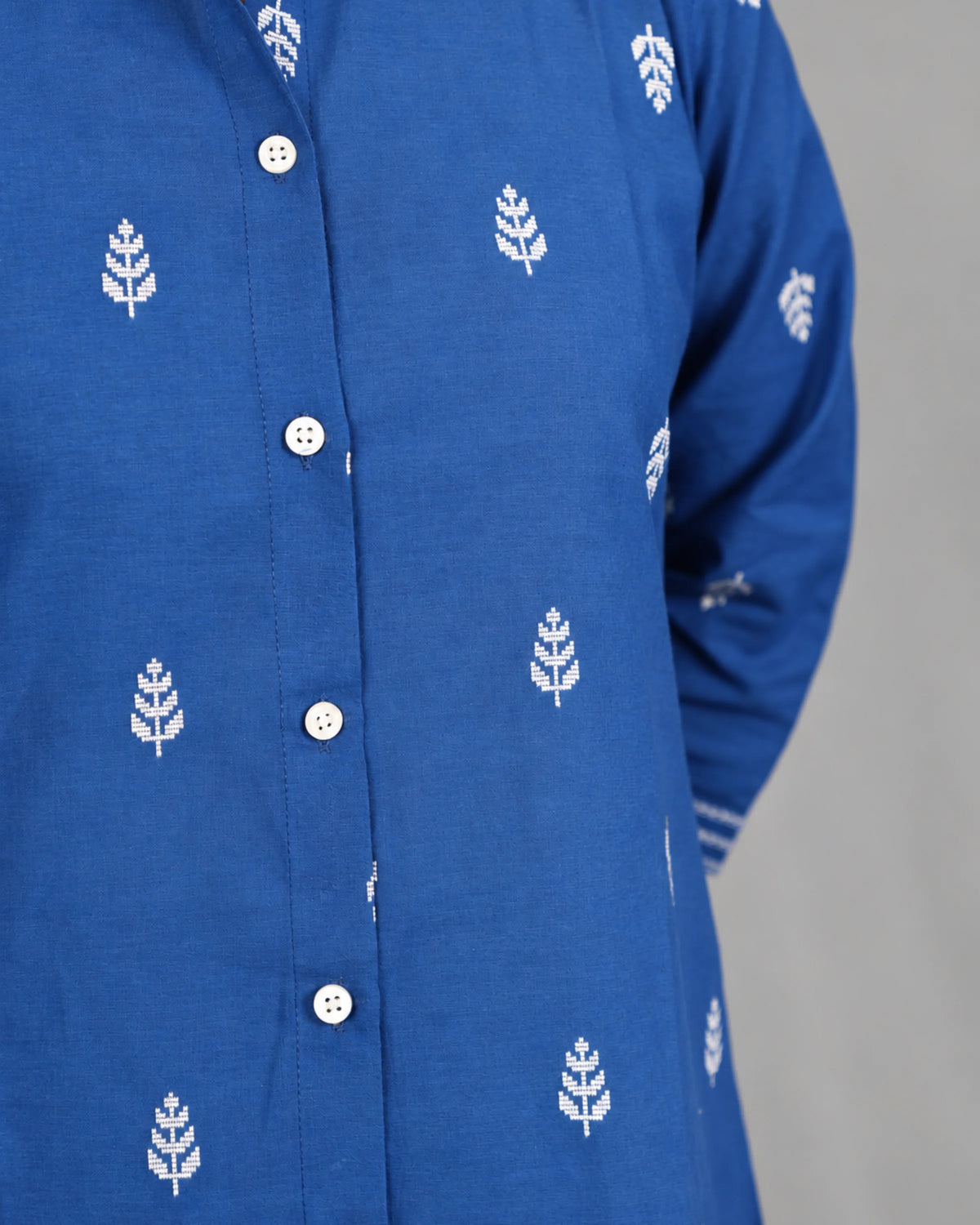 Blue cotton printed co-ord set - Kurti Set