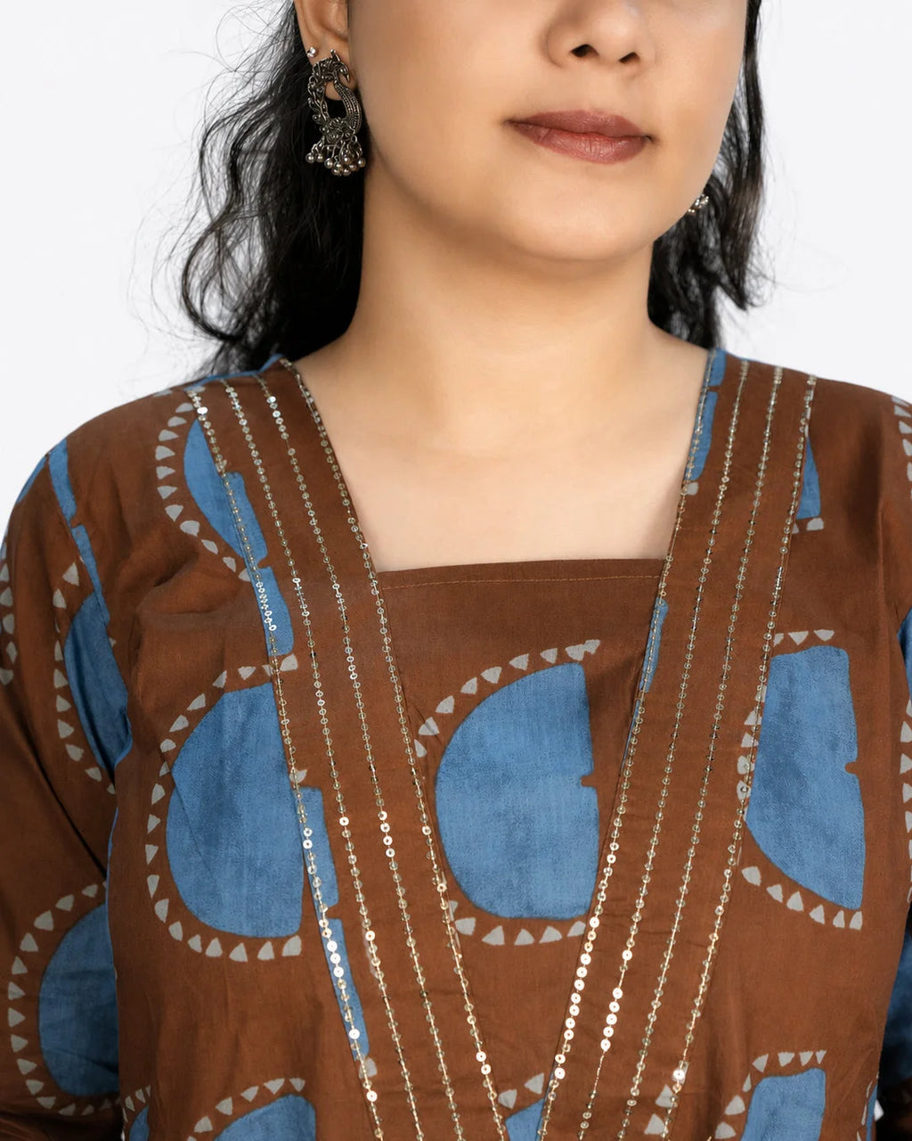 Brown Printed A-Line Kurti - Kurti