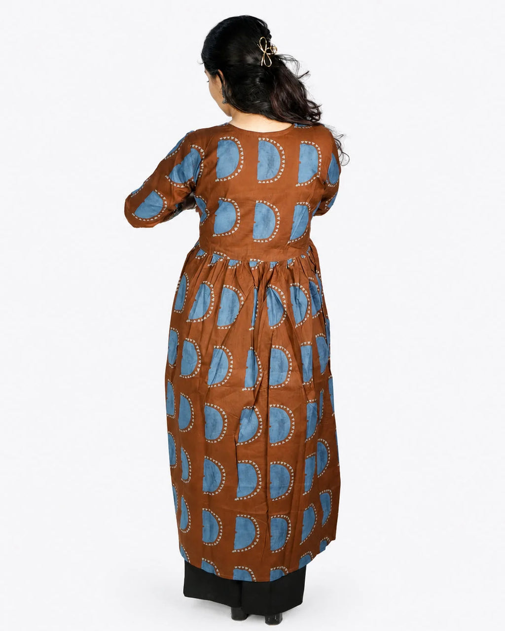 Brown Printed A-Line Kurti - Kurti