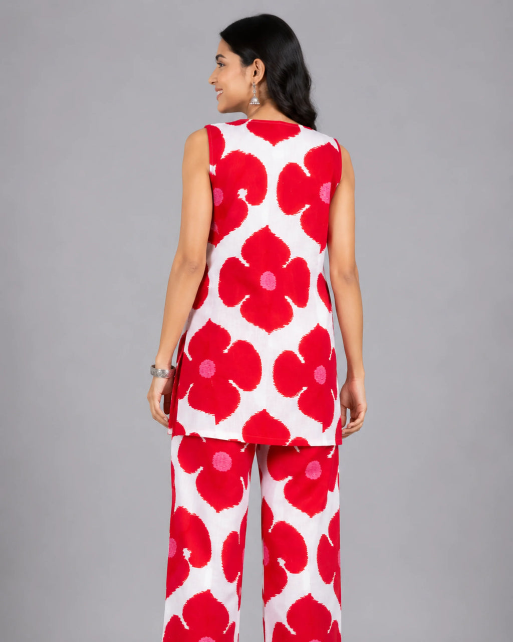 Coral Floral Co-Ord Set - Kurti Set