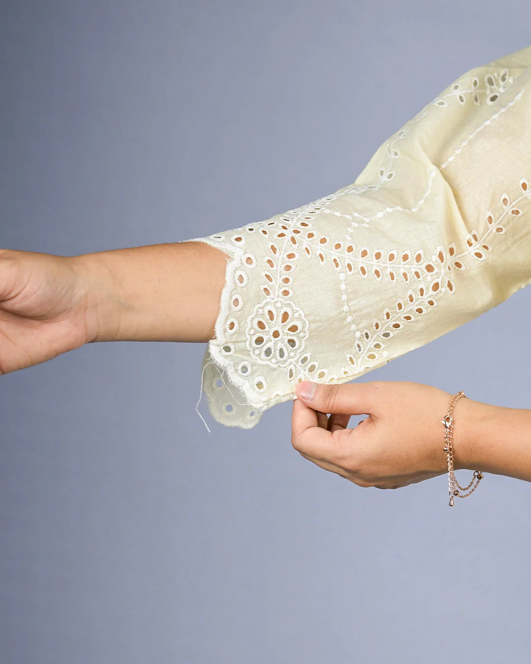 Cream Embroidered Co-Ord Set - Kurti Set
