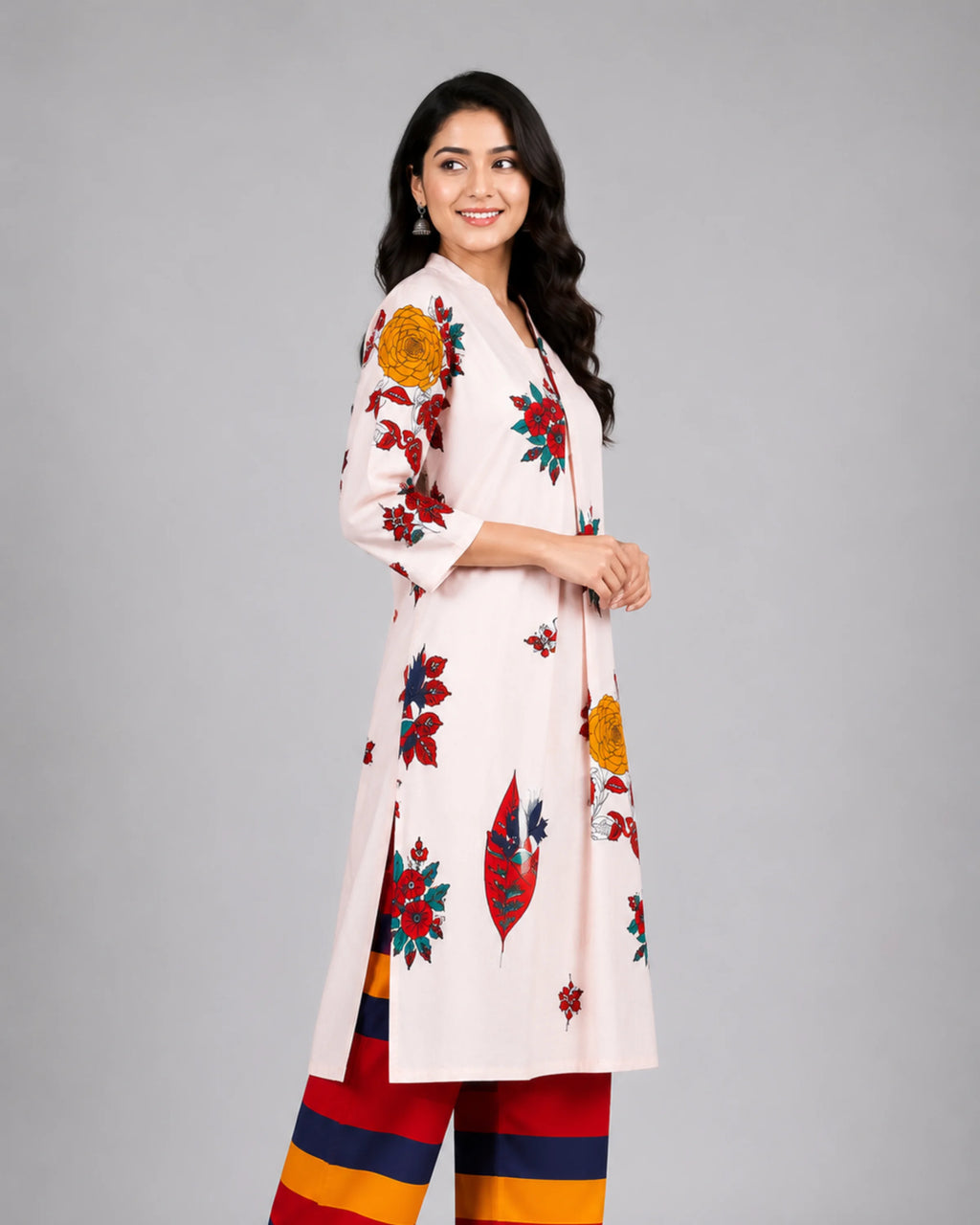 Floral Kurti Pant Set - Kurti Set