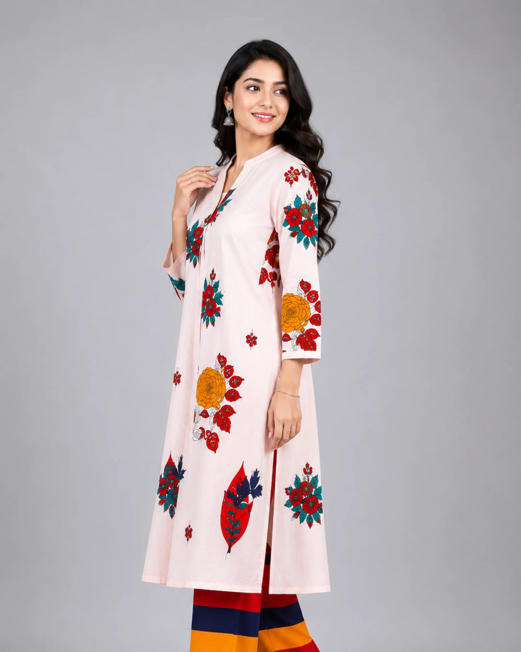 Floral Kurti Pant Set - Kurti Set
