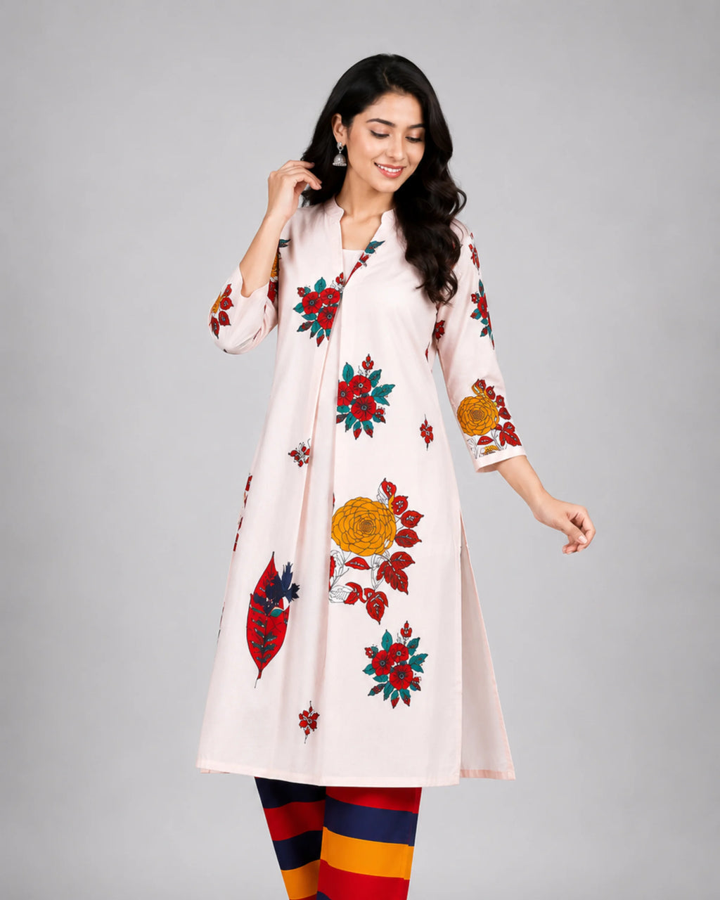Floral Kurti Pant Set - Kurti Set