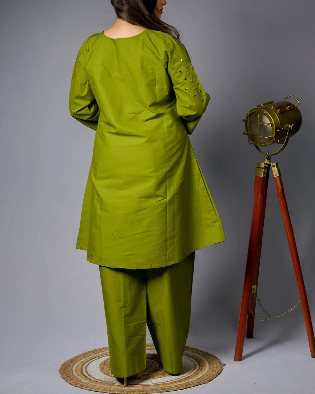 Lime Green Mirror Set - Kurti Set
