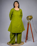 Lime Green Mirror Set - M - Kurti Set