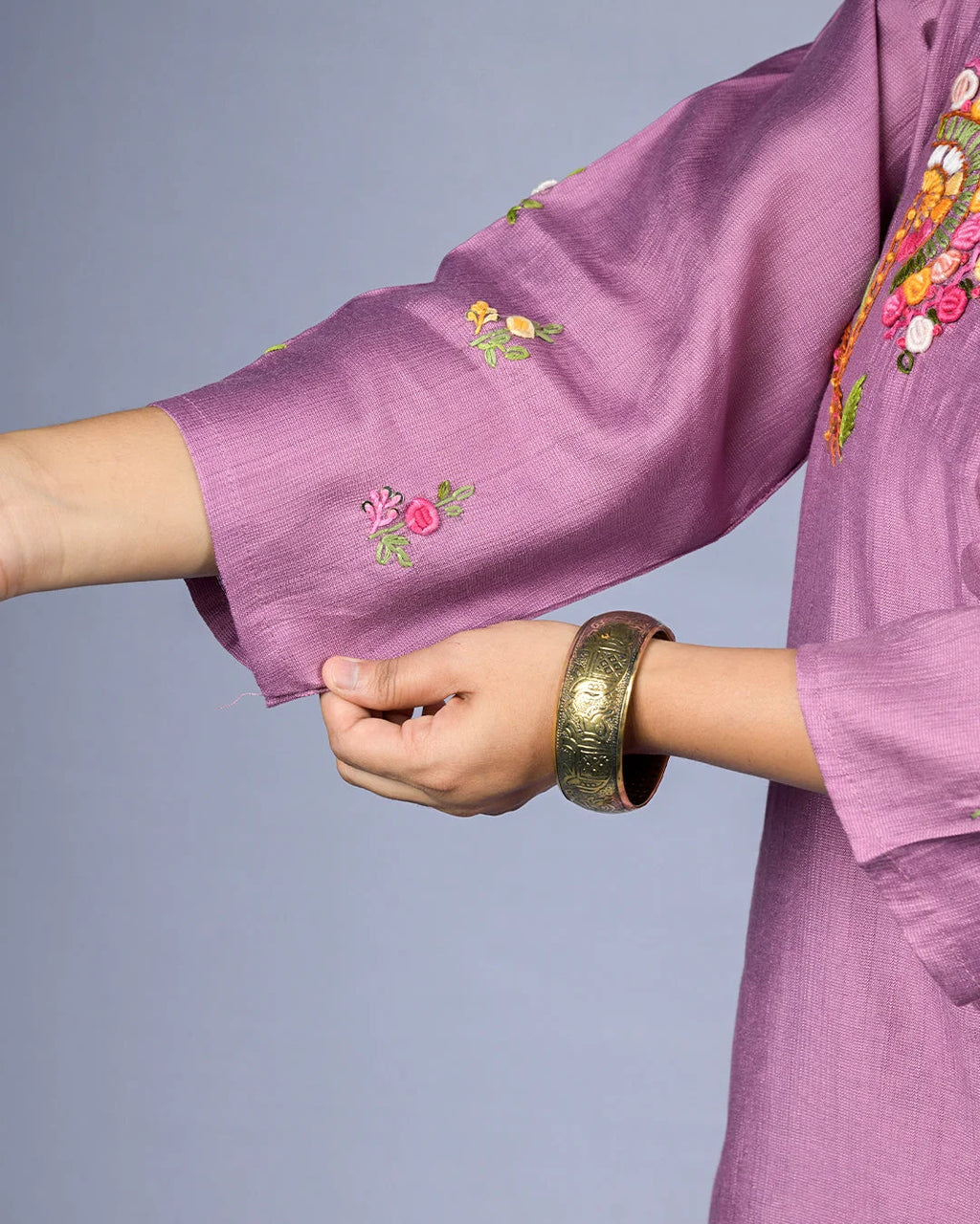 Mauve Embroidered Co-Ord Set - Kurti Set