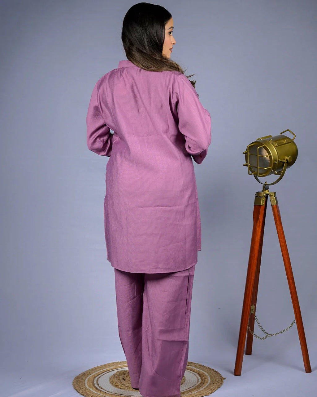 Mauve Embroidered Co-Ord Set - Kurti Set