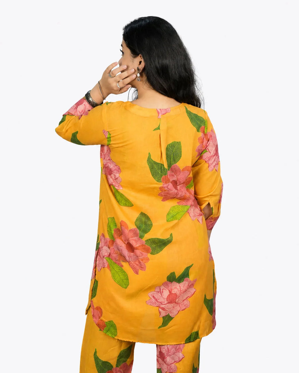 Mustard Floral Co-Ord Set - Kurti Set