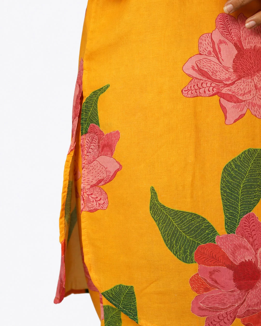 Mustard Floral Co-Ord Set - Kurti Set