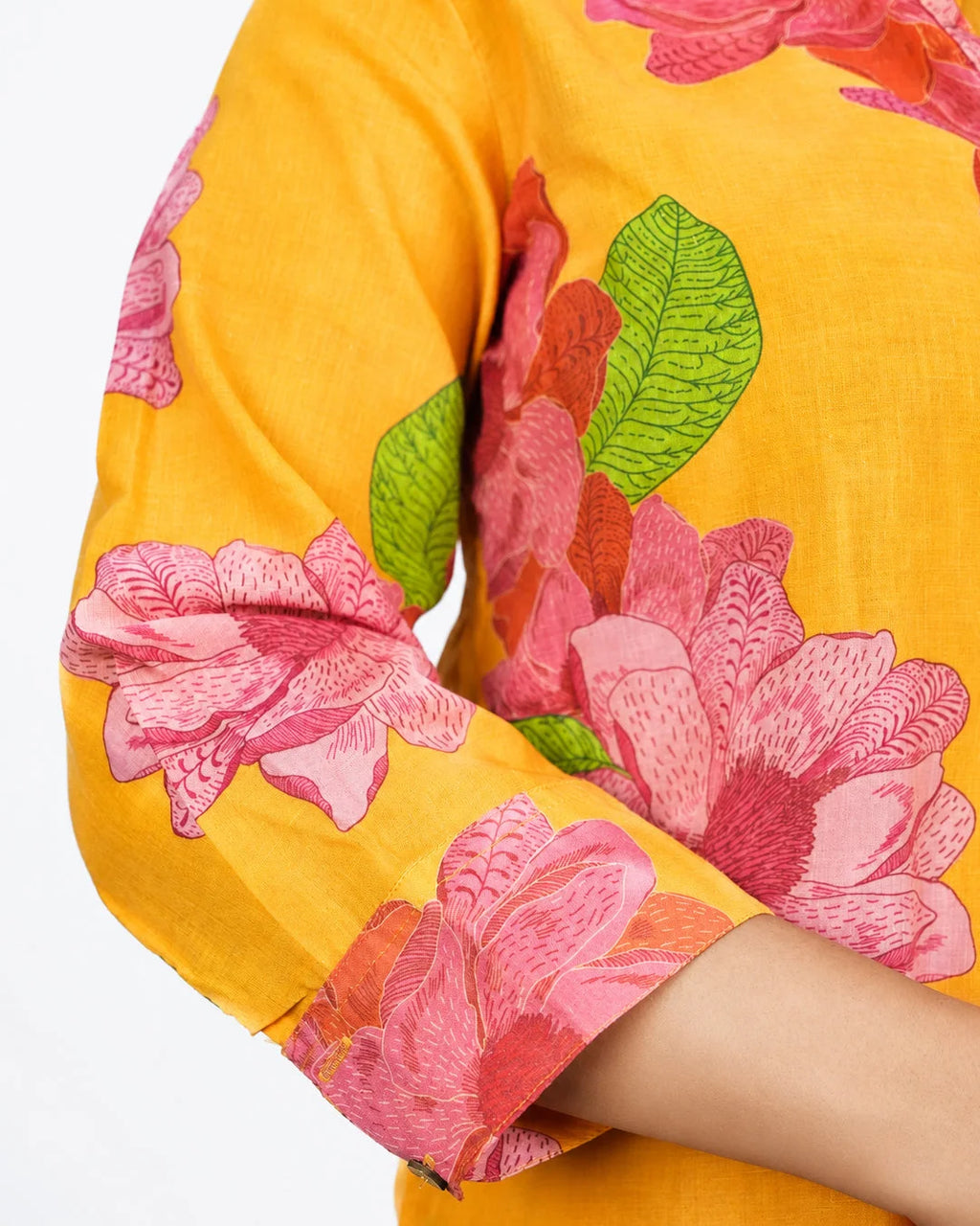 Mustard Floral Co-Ord Set - Kurti Set