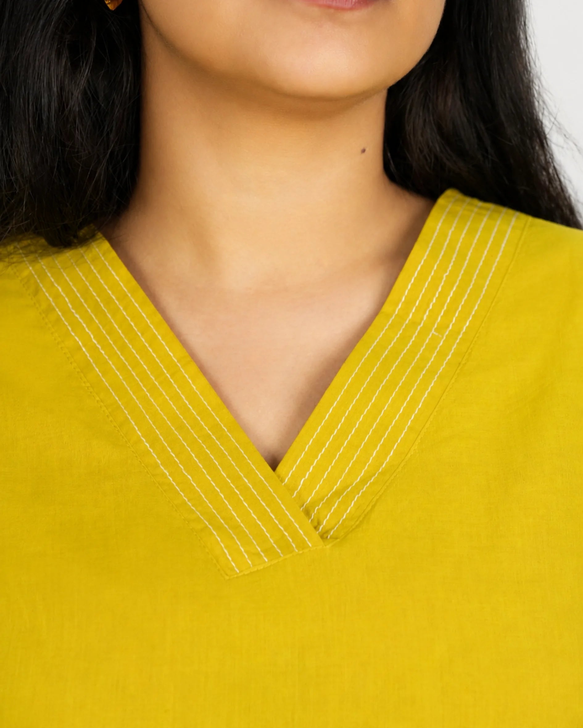 Mustard Floral Kurta Set - Kurti Set