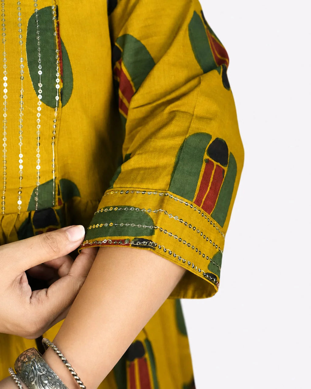 Mustard Printed A-Line Kurti - Kurti