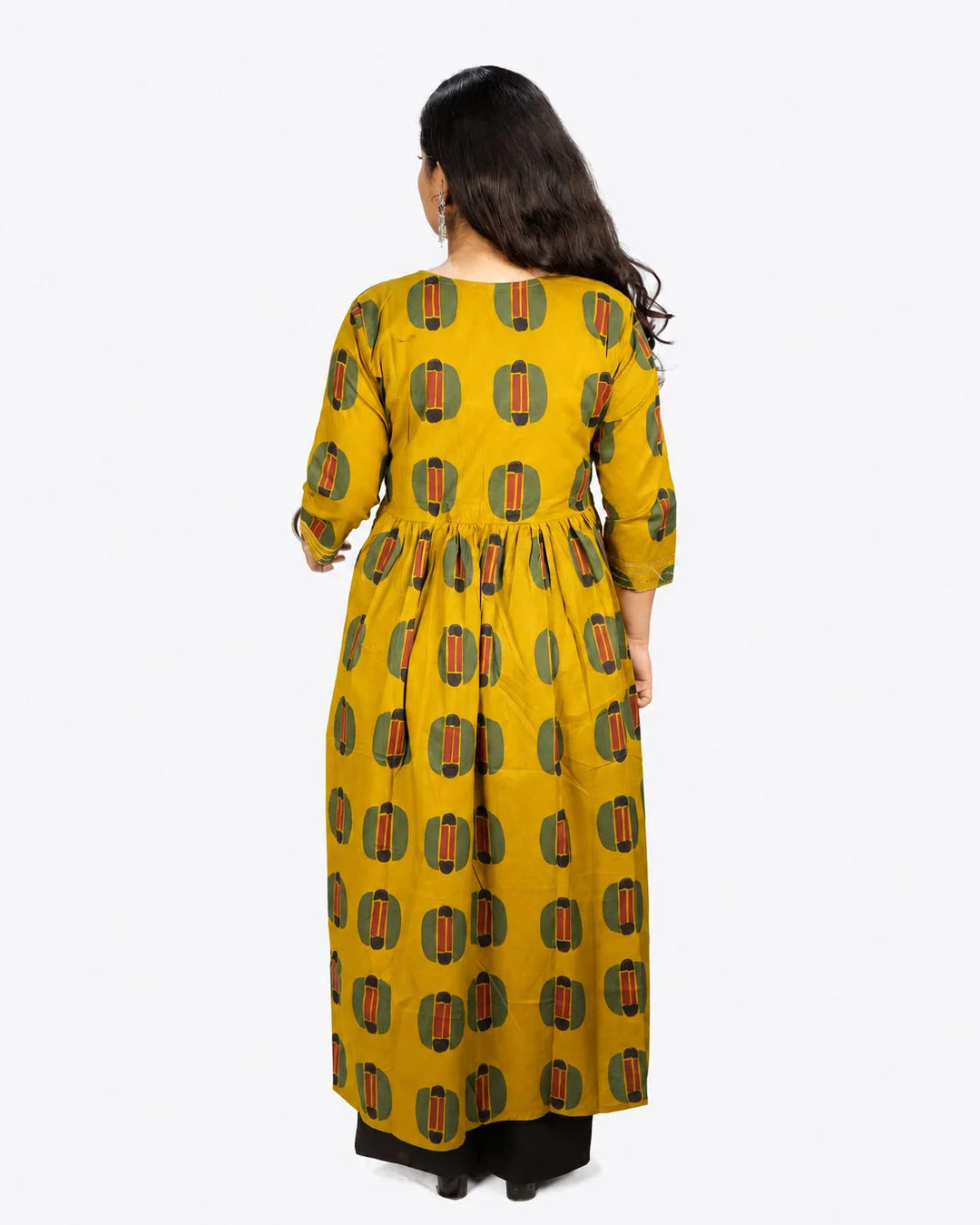Mustard Printed A-Line Kurti - Kurti