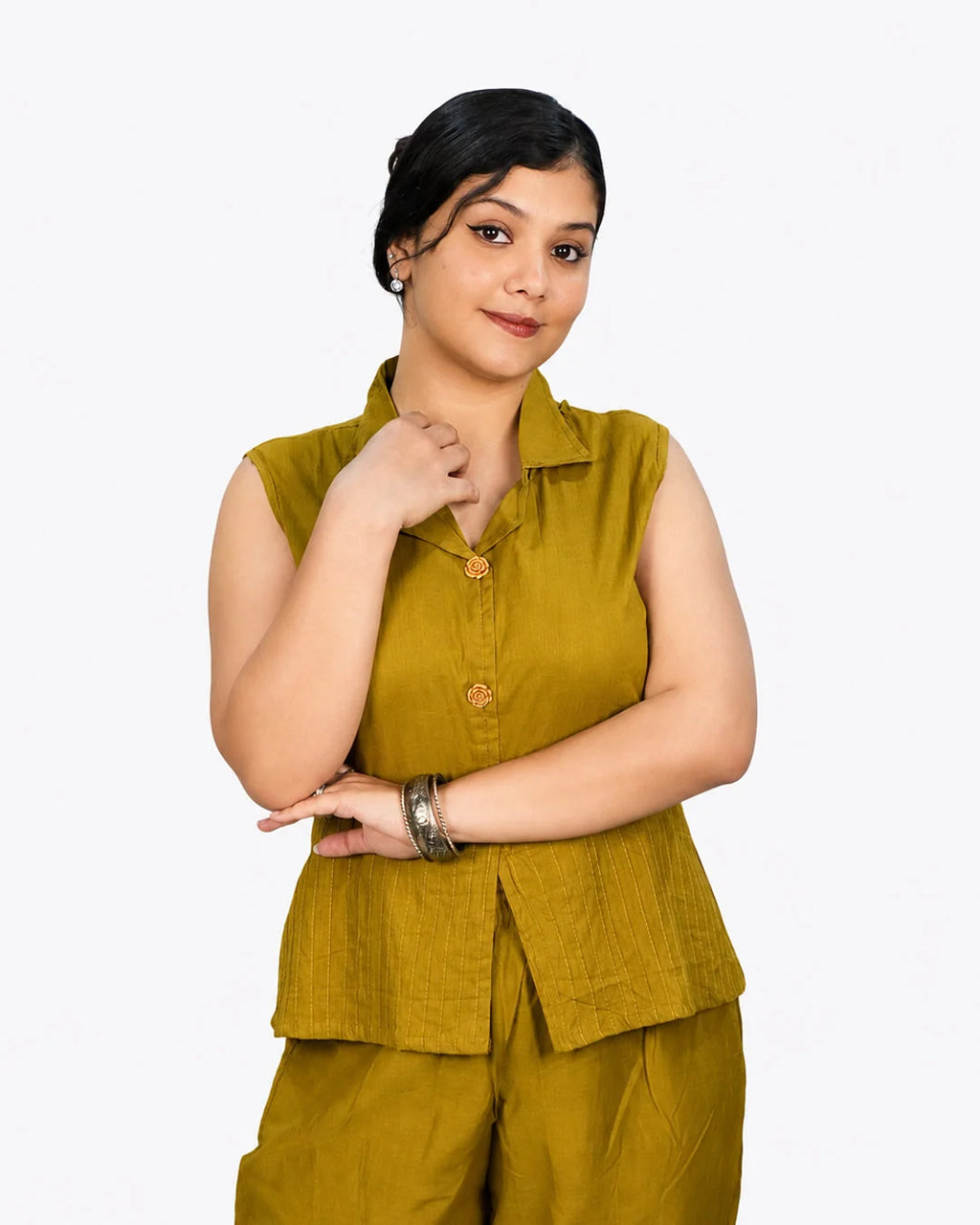 Mustard Solid Co-Ord Set - Kurti Set