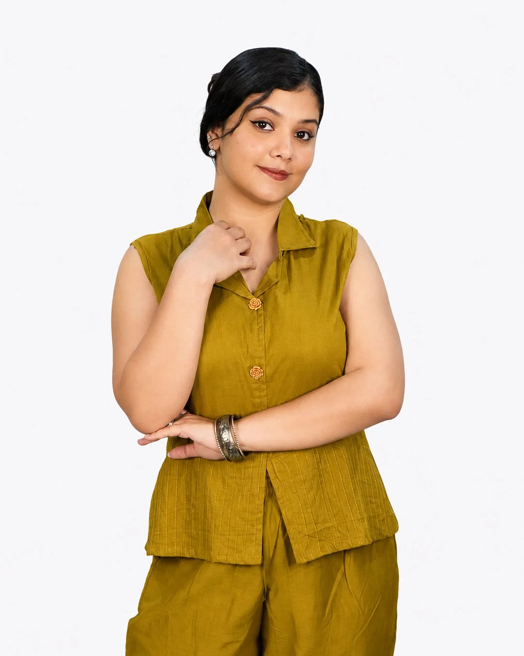 Mustard Solid Co-Ord Set - Kurti Set