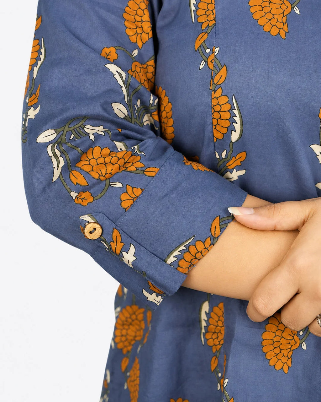Navy Floral Kurti - Kurti