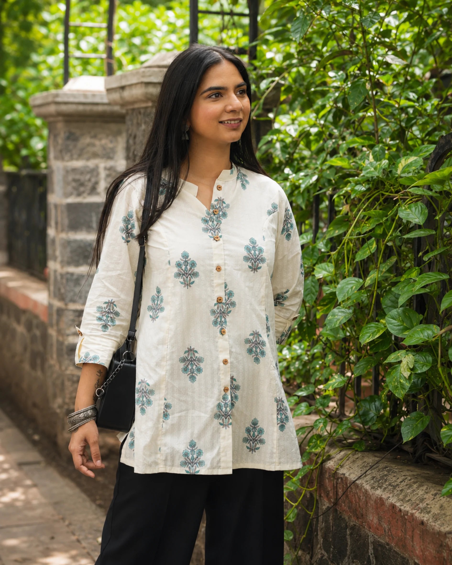 Off White Floral Kurti - Kurti