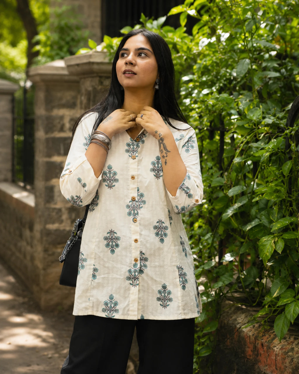 Off White Floral Kurti - Kurti