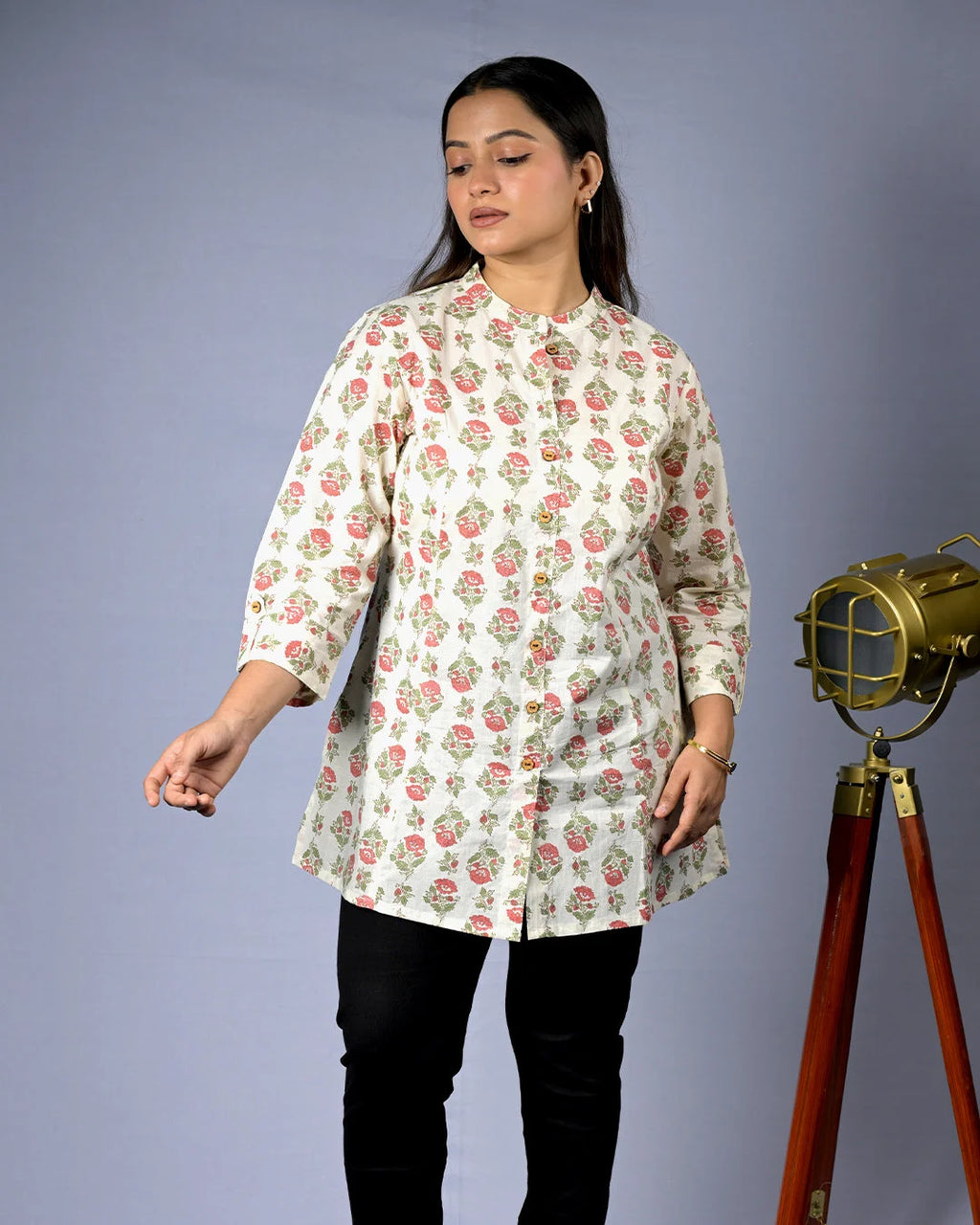 Off White Floral Kurti - Kurti