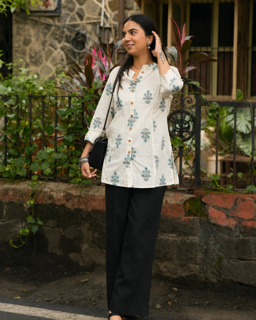 Off White Floral Kurti - Kurti