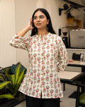 Off White Floral kurti - M - Kurti Set