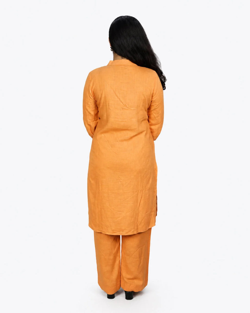 Orange Solid Co-Ord Set - Kurti Set