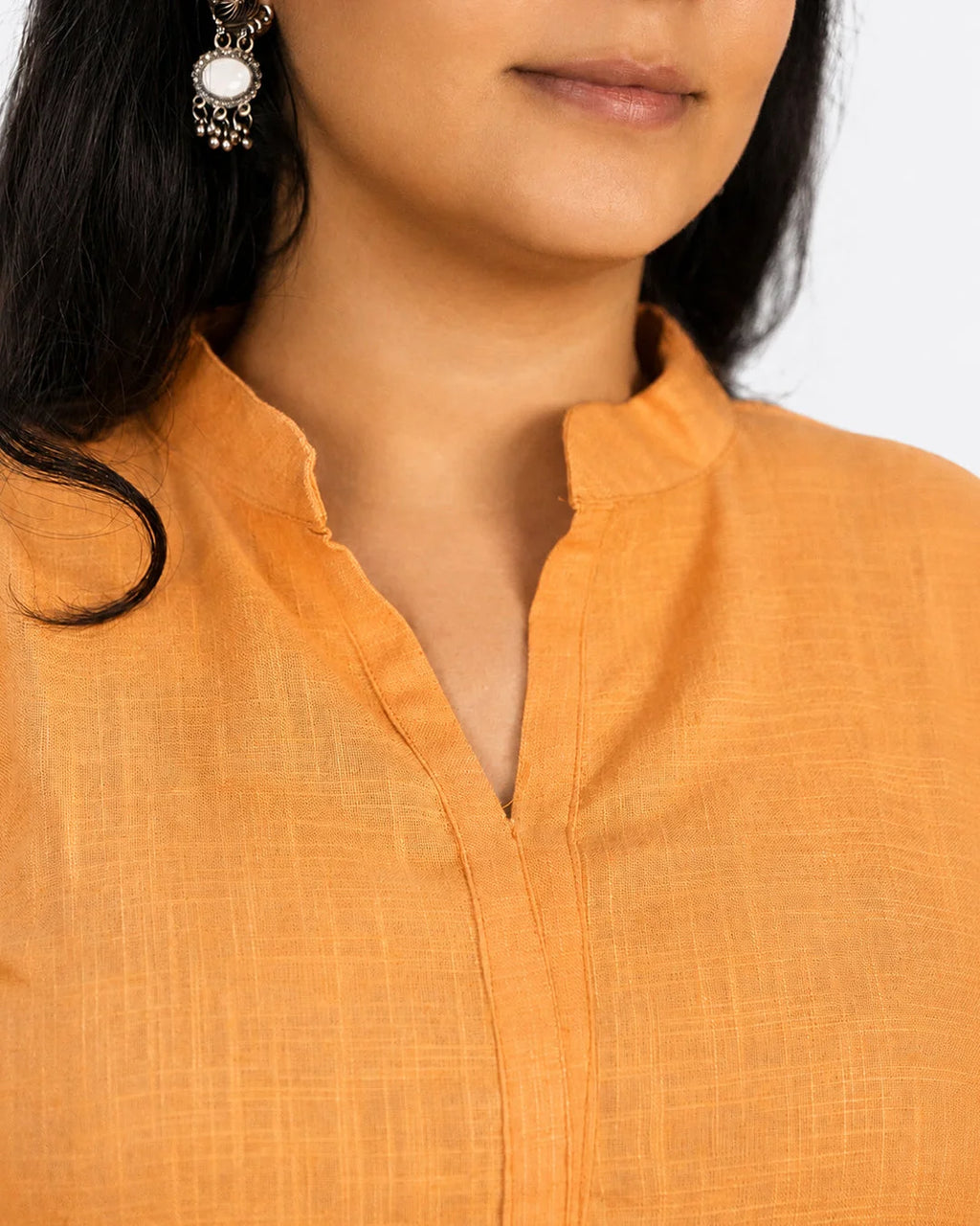 Orange Solid Co-Ord Set - Kurti Set