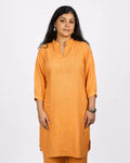 Orange Solid Co-Ord Set - M - Kurti Set
