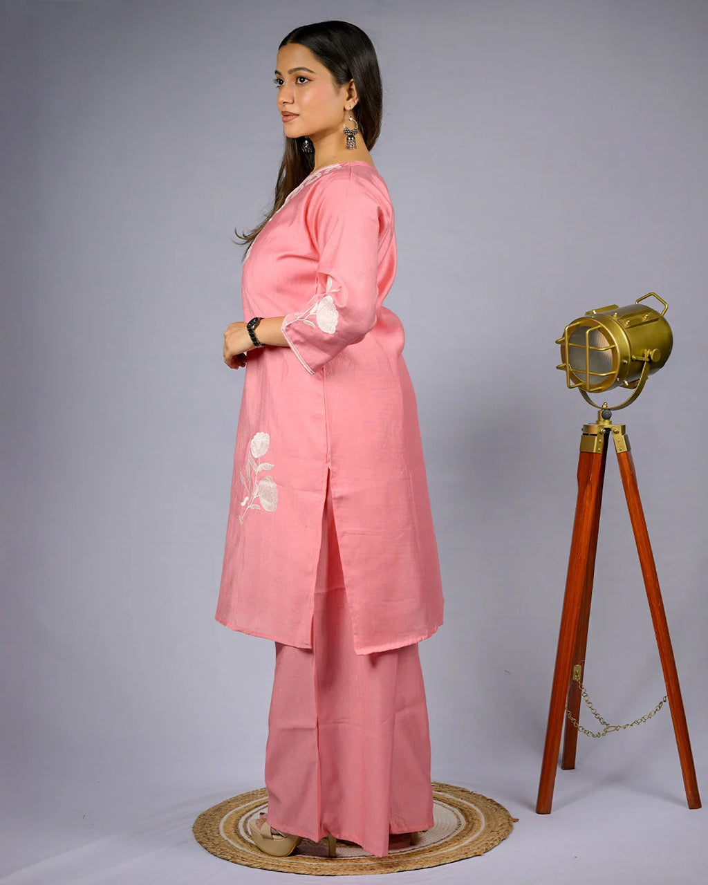 Pink Floral Co-Ord Set - Kurti Set