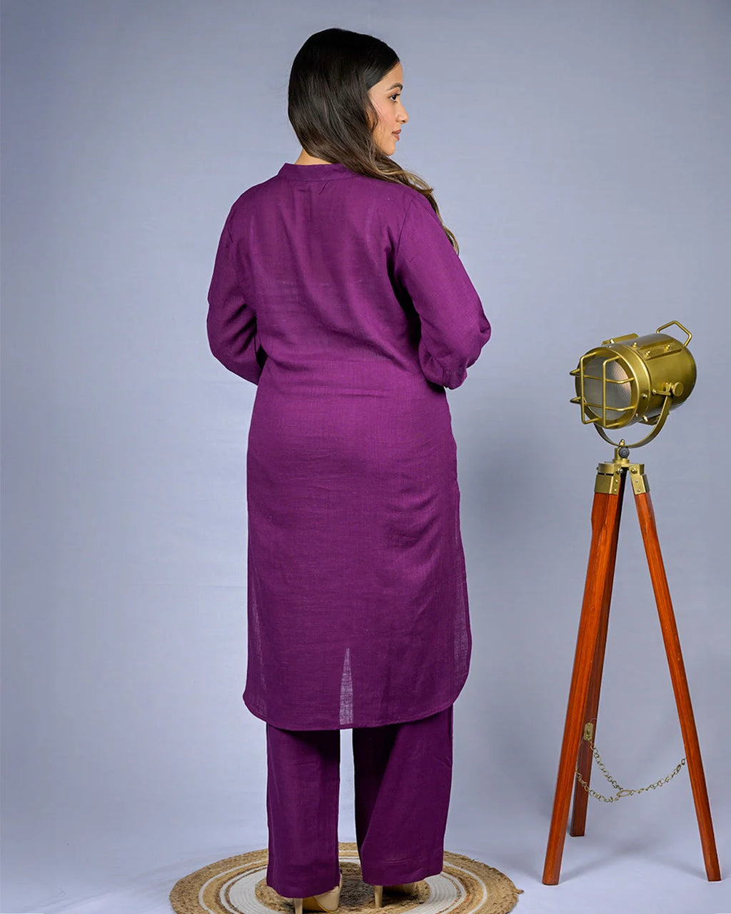 Purple Mandarin Co-Ord Set - Kurti Set
