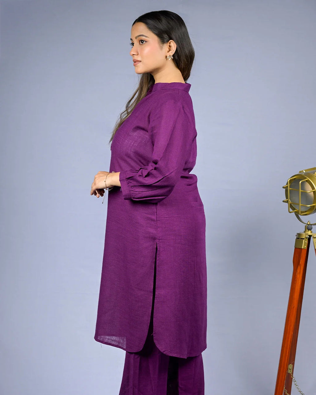 Purple Mandarin Co-Ord Set - Kurti Set