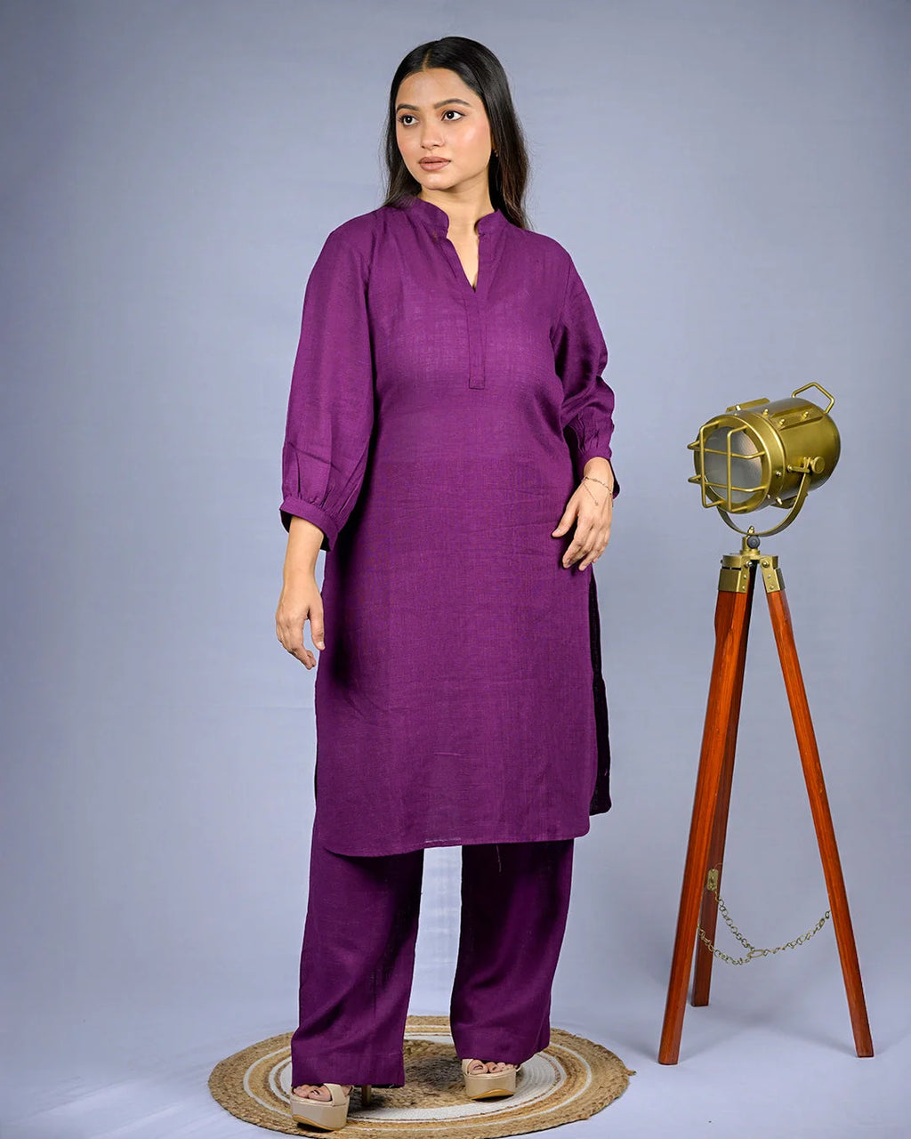 Purple Mandarin Co-Ord Set - XS - Kurti Set