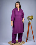 Purple Mandarin Co-Ord Set - XS - Kurti Set