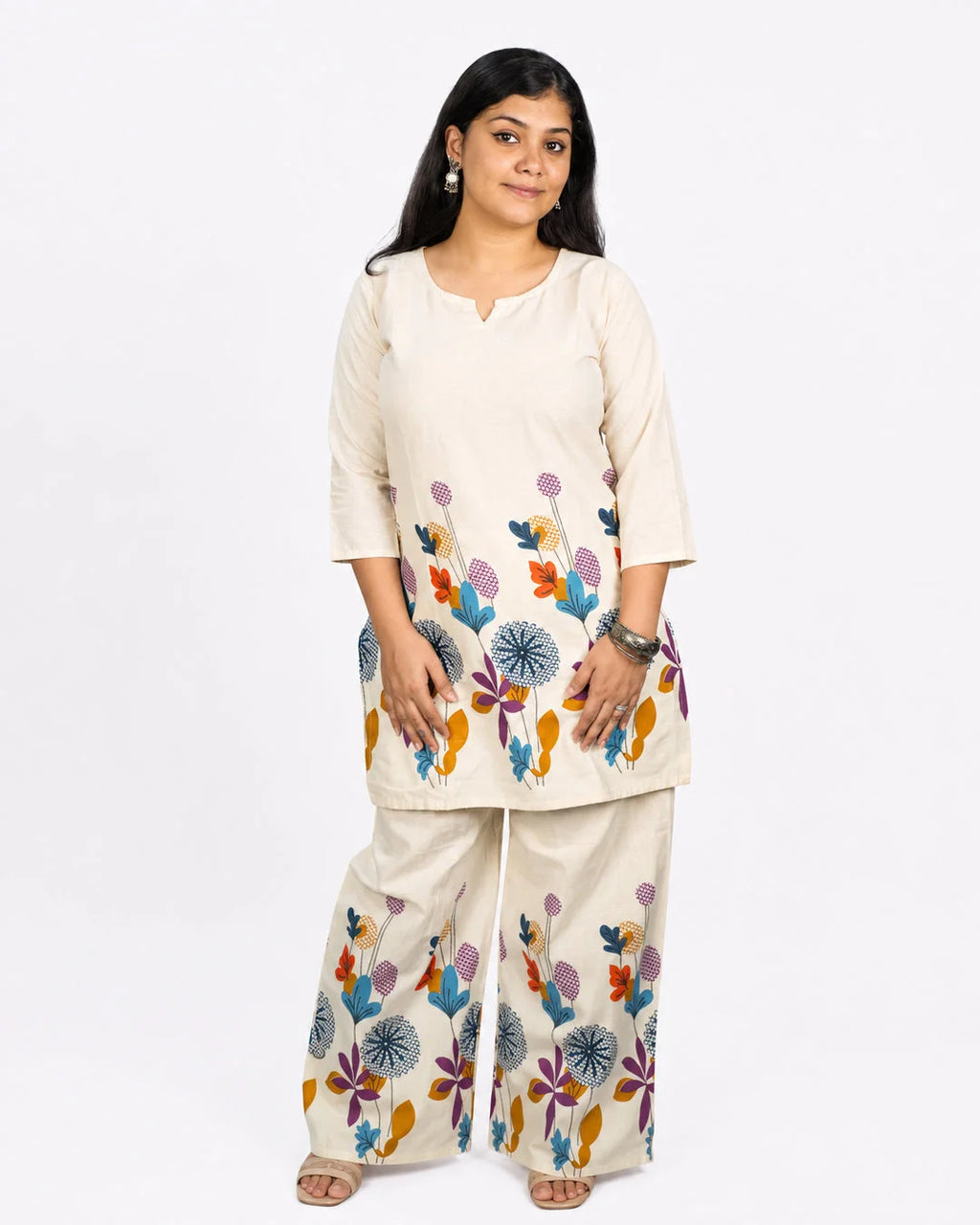 Rose Bloom Co-Ord Set - M - Kurti Set