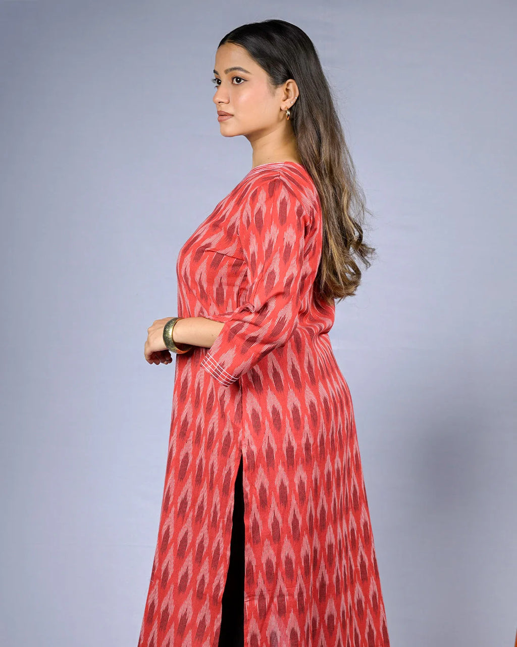 Rust Red Ikat Kurti - Kurti